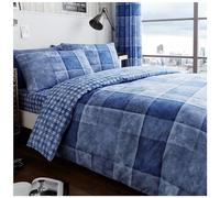 GC GAVENO CAVAILIA Juego de Funda de edredón a Cuadros, cálido y Acogedor Juego de Ropa de Cama a Cuadros tamaño King con Fundas de Almohada, Color Azul (230 x 220cm)