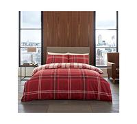 GC GAVENO CAVAILIA Juego de Funda de edredón Estampada, Juego de Cama Reversible, Fundas de edredón de polialgodón, Color Rojo a Cuadros, tamaño King (230cm x 220cm)