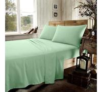 GC GAVENO CAVAILIA Juego de sábanas de Franela de 3 Piezas para Cama Individual, sábana Bajera de algodón Cepillado, sábana encimera Estampada con Funda de Almohada a Juego, Color Verde Salvia
