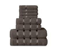 GC GAVENO CAVAILIA Juego de toallas de 8 piezas, de algodón altamente absorbente, de secado rápido, juego de toallas de baño, color gris oscuro, 450 g/m², 4 toallas de cara, 2 toallas de mano, 2