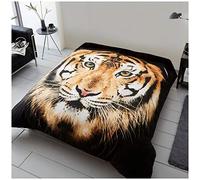 GC GAVENO CAVAILIA Manta de Lujo con Estampado de Animales en 3D, de fácil Cuidado, Suave y acogedora, Ligera para sofá, Cara de Tigre marrón, 150 x 200