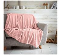 GC GAVENO CAVAILIA Manta prémium para sofá Cama con diseño de Palomitas de maíz, de fácil Cuidado, súper Suave y cálida, mullida, Color Rosa Rubor, 150 x 200 Pulgadas