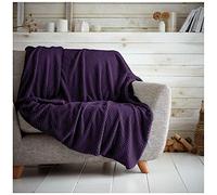 GC GAVENO CAVAILIA Manta prémium para sofá Cama con diseño de Palomitas de maíz, de fácil Cuidado, súper Suave y cálida, mullida, Color Morado, 200 x 240 Pulgadas