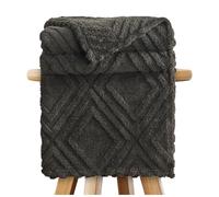 GC GAVENO CAVAILIA Mantas - Mantas de Forro Polar Esponjoso para Cama, sofá, sofá - Cómodas Mantas térmicas, cálidas y acogedoras - Elegante Manta Jacquard (130 x 180 cm) - Negro