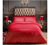 GC GAVENO CAVAILIA nórdica con diseño de Lujoso Juego de Funda de edredón de Papel de Aluminio con Forma de corazón, súper Suave, cálido y Acogedor, Poliéster, Rojo Oscuro, Matrimonio