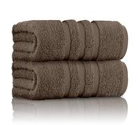 GC GAVENO CAVAILIA Paquete de 2 Toallas de baño Ultra Suaves y superabsorbentes, 550 g/m², 100% algodón, Textura de línea, Cacao, 80 x 140 cm