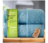 GC GAVENO CAVAILIA Paquete de 2 Toallas de Mano de bambú, Toallas de baño Altamente absorbentes de 500 g/m² (50 x 80 cm), 60% bambú, 40% algodón, Extra Suaves, Color Azul
