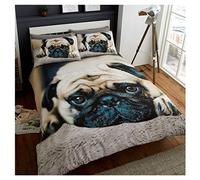 GC GAVENO CAVAILIA Printed Duvet Set Wildlife-Juego de Funda de edredón diseño de Animales, polialgodón, 3D Sweet Pug, Rey, Matrimonio