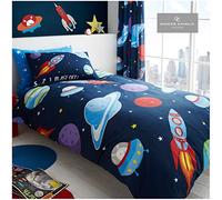 GC GAVENO CAVAILIA Ropa niños Easycare Cama Infantil, sábana Bajera, Polialgodón algodón, 50% poliéster, Espacio Exterior, 1 Funda de edredón y 1 Funda de Almohada a Juego, Suelto