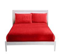 GC GAVENO CAVAILIA Sábana Bajera Ajustable de Forro Polar Suave, con Esquinas elásticas, cálida y acogedora, de polialgodón, Color Rojo