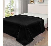 GC GAVENO CAVAILIA Sábana Bajera Ajustable de polialgodón de Lujo, fácil Cuidado, Suave y acogedora, sábanas o Fundas de Almohada, Lino, sábana encimera Negra, Doble
