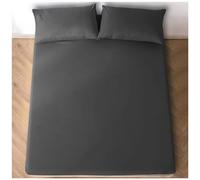 GC GAVENO CAVAILIA Sábana Bajera Ajustable y Fundas de Almohada, polialgodón, Color carbón, Doble de 1,2 m