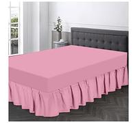 GC GAVENO CAVAILIA Sábana de polialgodón con Volantes, tamaño Individual, Faldas elásticas en Las Esquinas, Envoltura de Cama Lisa Transpirable, poliéster y algodón, Rosa, Cenefa de Base King