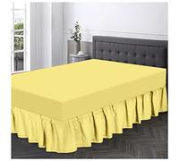 GC GAVENO CAVAILIA Sábana de polialgodón con volantes, tamaño individual, faldas elásticas en las esquinas, envoltura de cama lisa transpirable, poliéster y algodón, amarillo, cenefa base de cama King