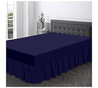 GC GAVENO CAVAILIA Sábana de polialgodón con Volantes, tamaño Individual, Faldas elásticas en Las Esquinas, Envoltura de Cama Lisa Transpirable, poliéster y algodón, Color Azul Marino, Cenefa de Base