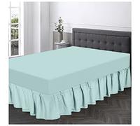 GC GAVENO CAVAILIA Sábana de polialgodón con Volantes, tamaño Individual, Faldas elásticas en Las Esquinas, Envoltura de Cama Lisa Transpirable, poliéster y algodón, Aguamarina, Cenefa Base de Cama