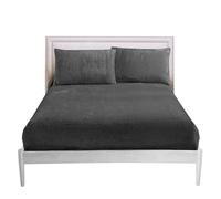 GC GAVENO CAVAILIA Teddy Fleece 544203 - Sábana Bajera Ajustable (carbón Vegetal, sábana Bajera Doble a Juego), diseño de Felpa