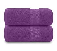 GC GAVENO CAVAILIA Toalla de baño Miami de algodón Egipcio Gruesa y Absorbente, 700 g/m², Paquete de 2 Unidades, Color Morado (90 x 140 cm)