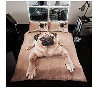 GC GAVENO CAVAILIA Wildlife - Juego de Funda de edredón, Juego de Ropa de Cama de Animales 3D, Fundas de edredón Transpirables Suaves y acogedoras, Perro Pug, tamaño King