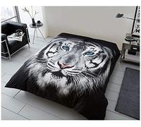 GC GAVENO CAVAILIA Wildlife Manta de Animales 3D, Manta cálida para sofá Cama, Cara de Tigre, Color Blanco, 200 x 240 cm
