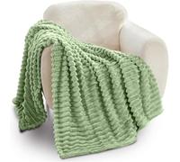 GC GAVNO CAVAILIA - Manta Acanalada | Manta de Forro Polar Esponjoso para sofás, Cama, sofá, cómodas Mantas y Mantas extragrandes | Tamaño King 200 x 240 cm | Verde