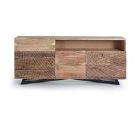 GC GINER & COLOMER Aparador de Madera de Acacia - 3 Cajones y 2 Puertas - Mueble de Almacenaje - Aparador Entrada - Mueble de Salón - 70 x 160 x 37 cm - Colección Yakarta