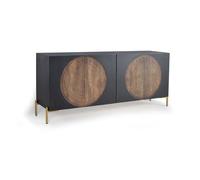 GC GINER & COLOMER Aparador de Madera de Mango - 4 Puertas con Paneles Circulares - Mueble de Almacenaje - Aparador Entrada - Mueble de Salón - 77 x 173 x 45 cm - Colección París