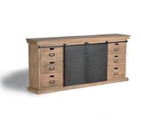 GC GINER & COLOMER Aparador de Madera de Mango - 6 Cajones y 2 Puertas - Mueble de Almacenaje - Aparador Entrada - Mueble de Salón - 85 x 190 x 40 cm - Colección Industrial