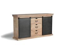 GC GINER & COLOMER Aparador de Madera de Mango y Metal - 3 Cajones y 2 Puertas - Mueble de Almacenaje - Aparador Entrada - Mueble de Salón - 85 x 160 x 40 cm - Colección Industrial