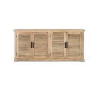 GC GINER & COLOMER Aparador de Madera Maciza de Mango - 4 Puertas con Frentes Louver - Mueble de Almacenaje - Aparador Entrada - Mueble de Salón - 200 x 90 x 40 cm - Colección Venecia