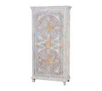 GC GINER & COLOMER Armario de Madera de Mango - Armario Recibidor con Estantes Interiores - Mueble Auxiliar Salón - Blanco Envejecido - 180x90x40 cm