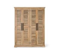 GC GINER & COLOMER Armario de Madera de Mango - Armario Recibidor de 4 Puertas, Barras y Estantes - Mueble Auxiliar Salón - Blanco Envejecido - 190x150x50 cm - Colección Venecia