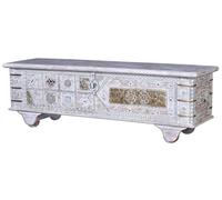 GC GINER & COLOMER Baúl de Madera de Mango con Detalles en Bronce - Cofre de Almacenaje de Gran Formato 45 x 145 x 40 cm