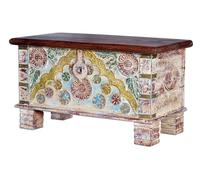 GC GINER & COLOMER Baúl de Madera de Mango Estilo Étnico con Detalles en Bronce - Cofre de Almacenaje Multicolor 45 x 80 x 40 cm