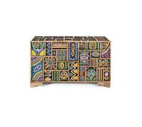 GC GINER & COLOMER Baúl de Madera de Mango Multicolor Pintado a Mano - Cofre de Almacenaje 48 x 81 x 42 cm