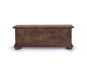 GC GINER & COLOMER Baúl de Madera de Mango Tallado a Mano - Cofre de Almacenaje 45 x 116 x 40 cm