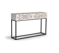 GC GINER & COLOMER Consola Madera Mango y Patas Metal Blanco y Negro Envejecido