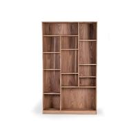 GC GINER & COLOMER Librería de Madera de Acacia Maciza - Estantería de Diseño Abierto con Composición Asimétrica - Acabado Natural - 200 x 120 x 38 cm - Colección Contemporary