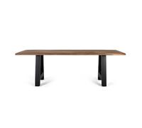 GC GINER & COLOMER Mesa de Comedor - Mesa de Salón - Mesa Moderna - Mueble Comedor - Comedor Espacioso - Mesa Grande - Madera Maciza de Acacia y Base de Metal - 77 x 200 x 100 cm