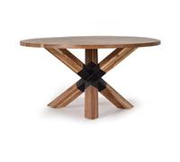 GC GINER & COLOMER Mesa de Comedor - Mesa de Salón - Mesa Moderna y Funcional - Mueble Comedor - Comedor Espacioso - Madera Maciza de Acacia y Detalles en Metal - Mesa Circular - 150 x 76 cm