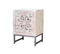 GC GINER & COLOMER Mesita 1 Puerta y 1 Cajon Fabricado en Madera de Mango y Base de Metal