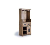 GC GINER & COLOMER Mueble Bar - Botellero de Madera de Mango - Mueble Bar de Salón Estilo Industrial - Mini Bar con Puerta Corredera y Detalles en Metal - 170 x 75 x 38 cm - Colección Júpiter
