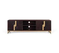 GC GINER & COLOMER Mueble de TV de Madera Maciza de Mango con Base de Metal Dorado