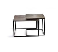 GC GINER & COLOMER Set 2 mesas de café Tapa de Bronce y Patas de Metal