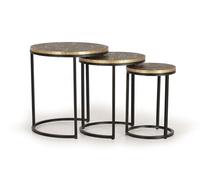 GC GINER & COLOMER Set de 3 mesas Tapa de Bronce y Base de Metal