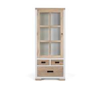 GC GINER & COLOMER Vitrina en Madera Maciza de Mindi con 3 cajones y Puerta de Cristal