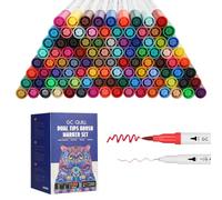 GC QUILL 100 Colores Rotuladores Lettering Marcadores Doble Punta Pincel Acuarelables para Adultos y Niños Caligrafía y Dibujos,Bocetos,Ilustraciones GC-N100W