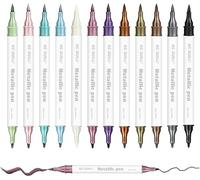 GC QUILL 12 Colores Doble Punta Rotuladores Metálicos para Manualidades de Bricolaje, Pintura Rupestre, Album de Fotos,Fabricación de Tarjetas GC-MLP12