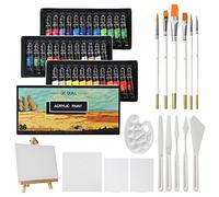 GC QUILL 36 Colores Pinturas Acrilicas Kit 12 ml con Pintura Cuchillos, Paleta, Caballete Manualidades para Lienzos, Papel, Madera, Cerámica, Telas GC-APK36