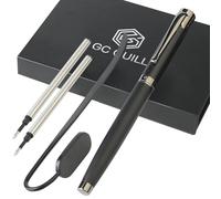 GC QUILL Juego de regalo de bolígrafo de lujo, bolígrafo elegante con 2 recambios de tinta negra y marcador de metal, bonito bolígrafo para escribir diario, MUEU-30